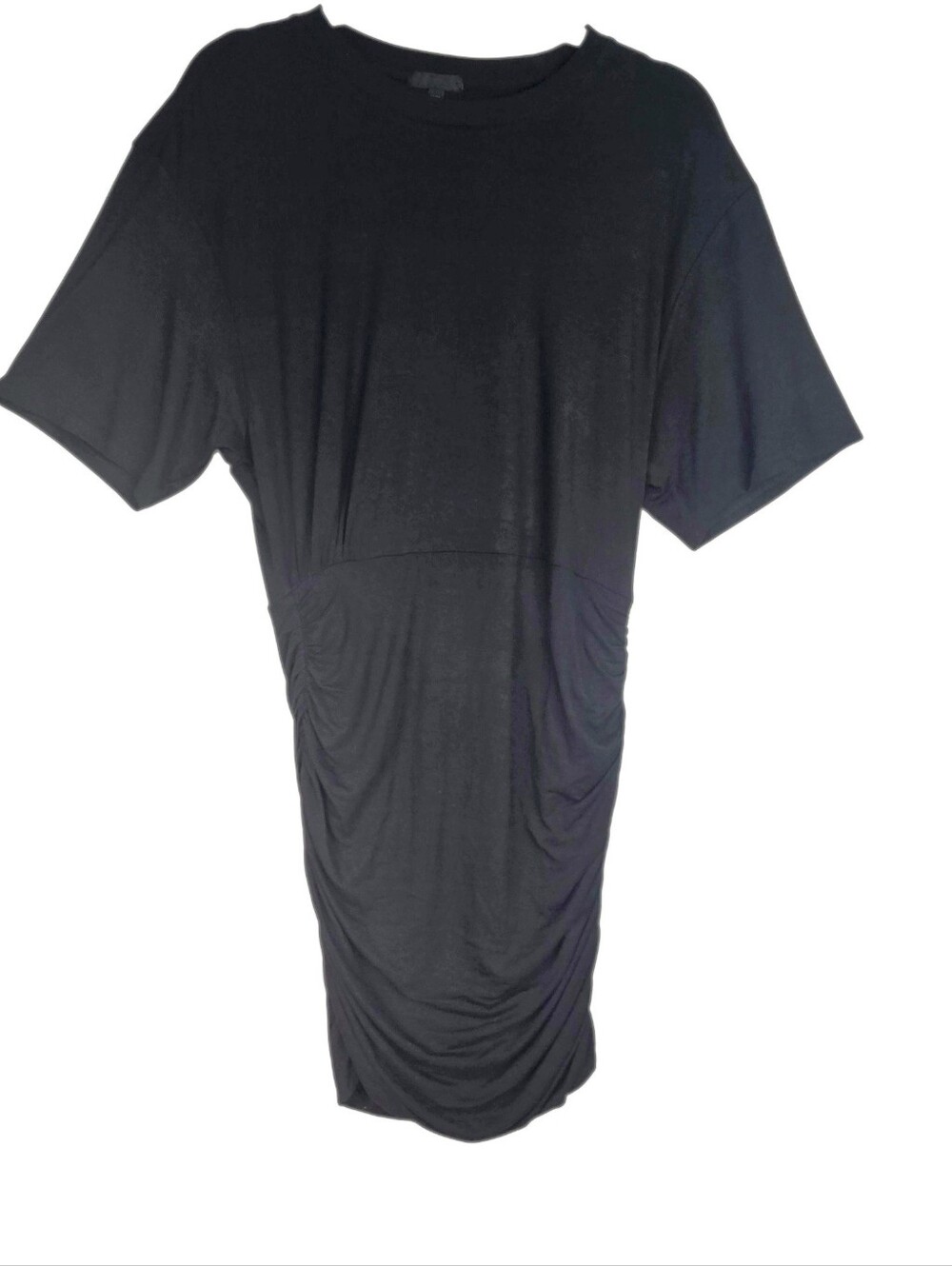 ATM Size M Black Ruched Matte Jersey Short-Sleeve Mini Dress